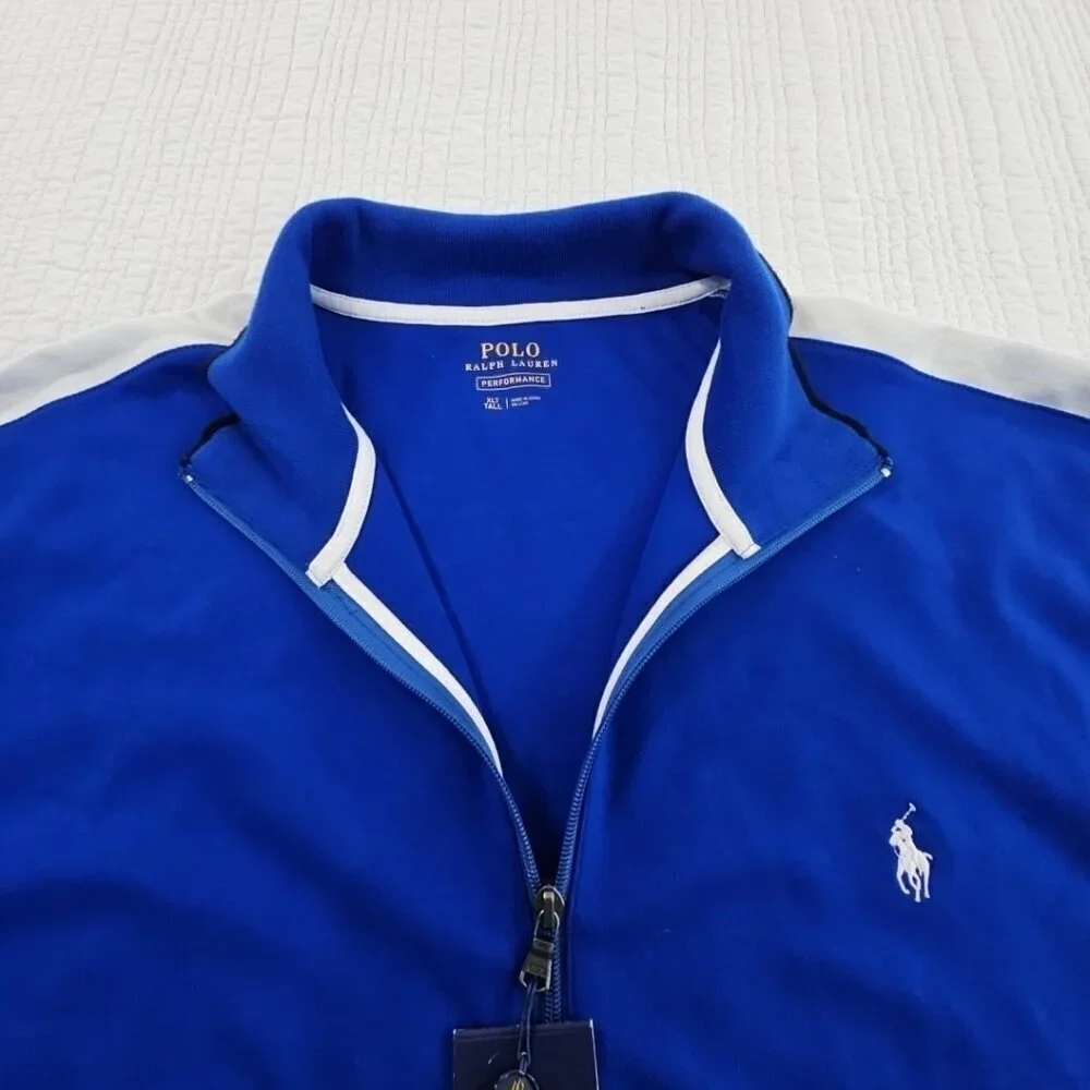 Polo Ralph Lauren Full Zip Jacket‎ Men's XLT NWT Blue White Pony Logo MSRP $125